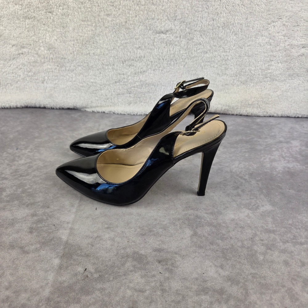 BCBGeneration Black Patent Slingback Pumps Pointed Toe Stiletto Heels Size 8.5